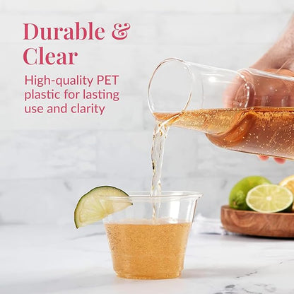 Prestee 250-Pack - 9oz Clear Plastic Cups - Durable Disposable Plastic Wine Glasses for Party, Weddings, and Catering - Small Drinking Glasses for Cocktails and Beverages - Heavy-Duty Fruit Punch Cups