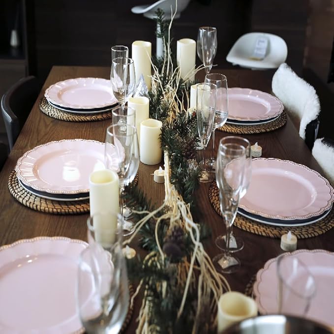 Pink Round Charger Plates, 13 Inch Metallic Chargers - Image 6