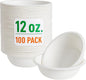 12 oz. Compostable Paper Bowls [100-Pack] - Eco-Conscious Disposable Soup Bowls Made of Sugarcane Fiber Bagasse, Microwave, Refrigerator-Safe - Heavy Duty Paper Plates for Dinner