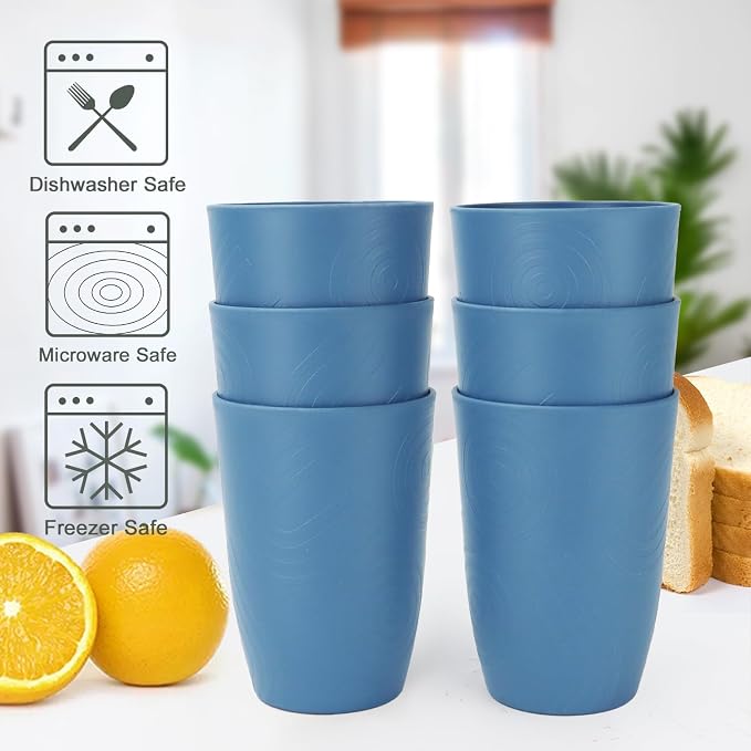 PYRMONT Wheat Straw Cups 16 Oz Alternative Plastic Cups Set of 6 Unbreakable - Image 5