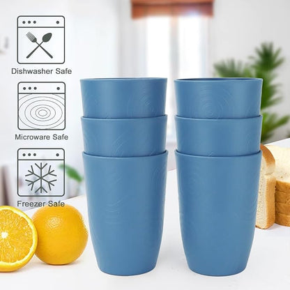 PYRMONT Wheat Straw Cups 16 Oz Alternative Plastic Cups Set of 6 Unbreakable - Image 5