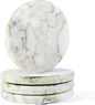 Koville Marble Coaster Set of 4, Round White Coasters, 4" Cup Coasters for Drinks, Heat Resistant Coaster for Coffee Table Home Office Bar Decor(Bianco Palomino)