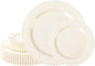 U-QE 60PCS Ivory Plastic Plates - Beaded Ivory Plates Disposable Heavy Duty - Perfect for Party, Baby Shower, Wedding, Birthday - Include 30PCS 10inch Dinner Plate & 30PCS 7inch Dessert Plate