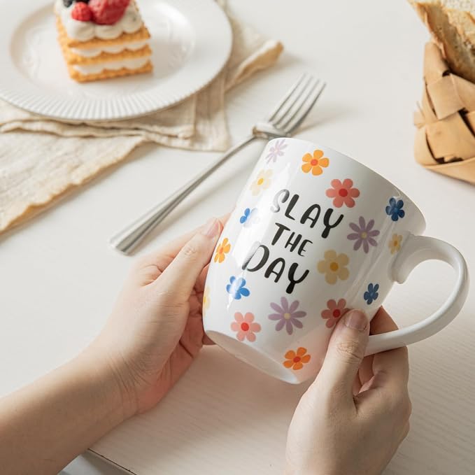 16OZ Ceramic Slay the Day Coffee Mugs Set, Large Colorful Coffee Cups - Image 6