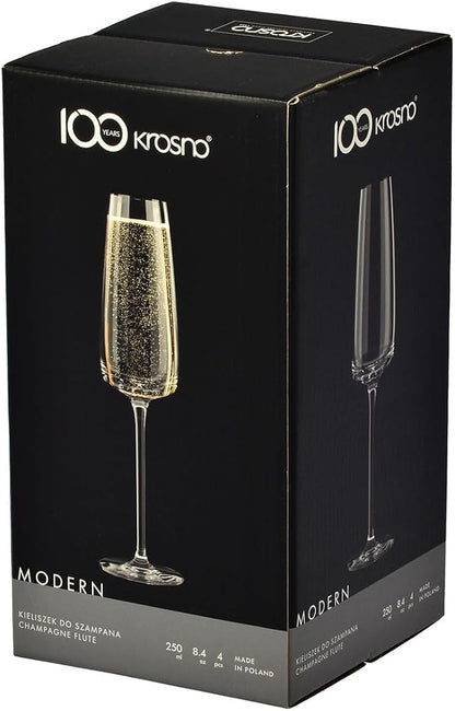 Krosno Modern Champagne Flute Glasses | Set of 4 | 8.5 oz | Lead-Free Crystal - Image 6