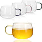 Glass Tea Cups Set of 4, Dishwasher & Microwave Safe Large Coffee Mugs by GURUDAR