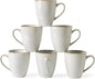 MONITO 17oz Ceramic Coffee Mugs Set of 6, Vintage White Mugs by MONITO