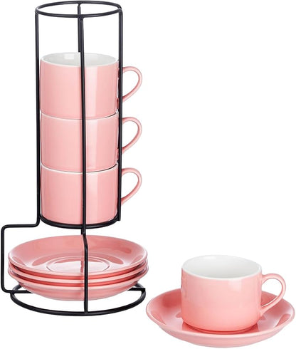 Espresso Cups Set of 4, 4oz Stackable Coffee Cups by MEICHU