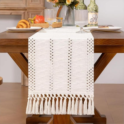 MLMW Ivory Table Runner 48 inches Boho Small Farmhouse Rustic Coffee Table - Image 4