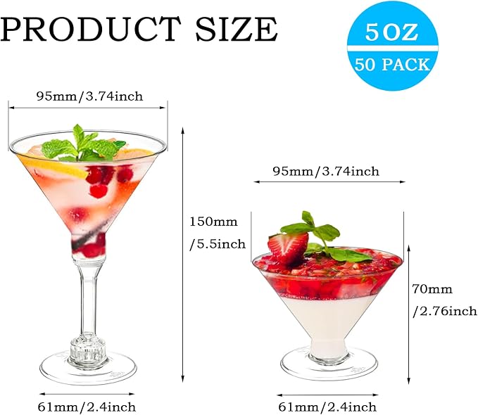 50 Pack 5 oz Plastic Martini Glasses - Image 2