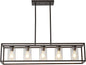 XILICON Oil Rubbed Bronze Farmhouse Chandelier Dining Room Lighting Fixture Hanging 5 Light Kitchen Island Lighting with Glass Shade for Dining Room
