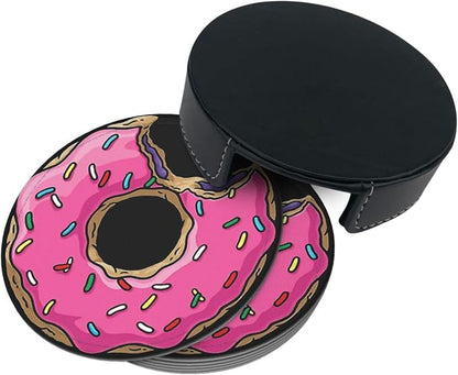 6 Pcs Funny Food Donut Leather Coasters - Image 4