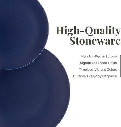 Larder & Vine Ceramic Stoneware Dinnerware 16-Piece Set, 4 Place Settings (Indigo)