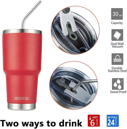 D·S 30oz Red Tumbler Double Wall Vacuum Insulated Travel Coffee Mug | Double - Image 3