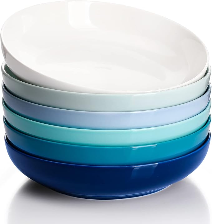Sweese Pasta Bowls, 30 Ounce Salad Serving Bowls Set of 6, 8.4 Inch Porcelain by Sweese