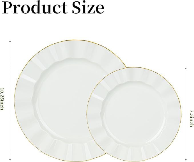 72PCS Ivory White Plastic Plates, Wavy Plates - Image 2