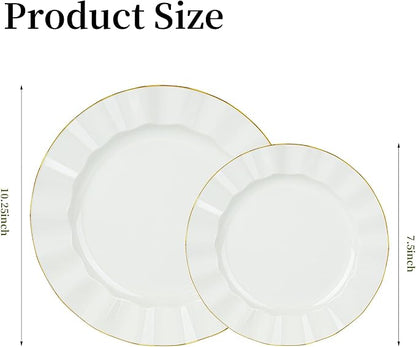72PCS Ivory White Plastic Plates, Wavy Plates - Image 2