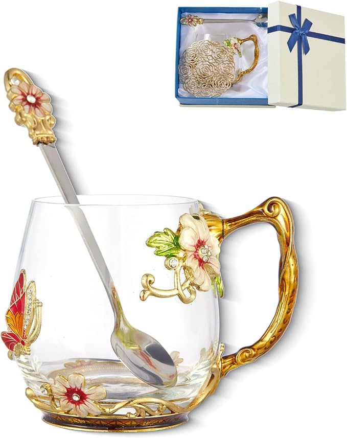 Flower Tea Cup, Gift Box for Her Mom Wife Grandma Girls Friends Valentines by Unknown