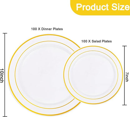 200 Pcs Gold Plastic Plates, Premium Disposable Gold Plates | Gold Rimmed - Image 4