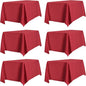 PureFit 6 Pack Rectangle Red Table Cloths 60 x 126 Inch for 6Ft Tables, Stain and Wrinkle Resistant Table Linens for Home Use, Wedding, Party, Banquet and Camping