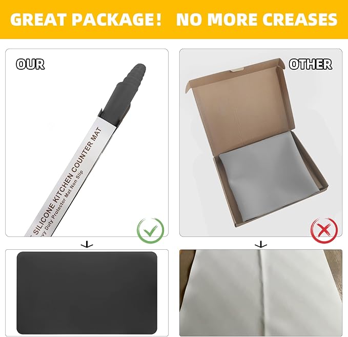 KVK Silicone Mat Silicone Mats for Kitchen Counter Silicone Craft Sheet Large Silicone Pad Desk Work Mat Countertop Protector Table Placemat Resin Casting Molds Mat Nonstick Nonskid 43.3×25.6in Grey