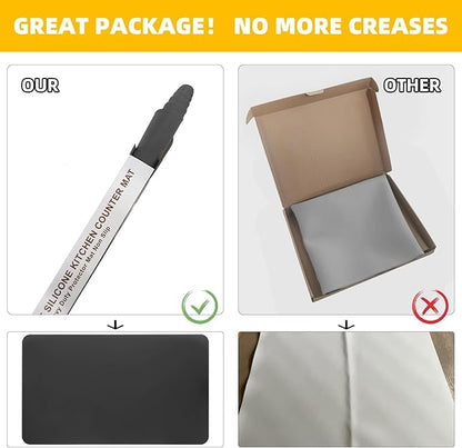 KVK Silicone Mat Silicone Mats for Kitchen Counter Silicone Craft Sheet Large Silicone Pad Desk Work Mat Countertop Protector Table Placemat Resin Casting Molds Mat Nonstick Nonskid 43.3×25.6in Grey
