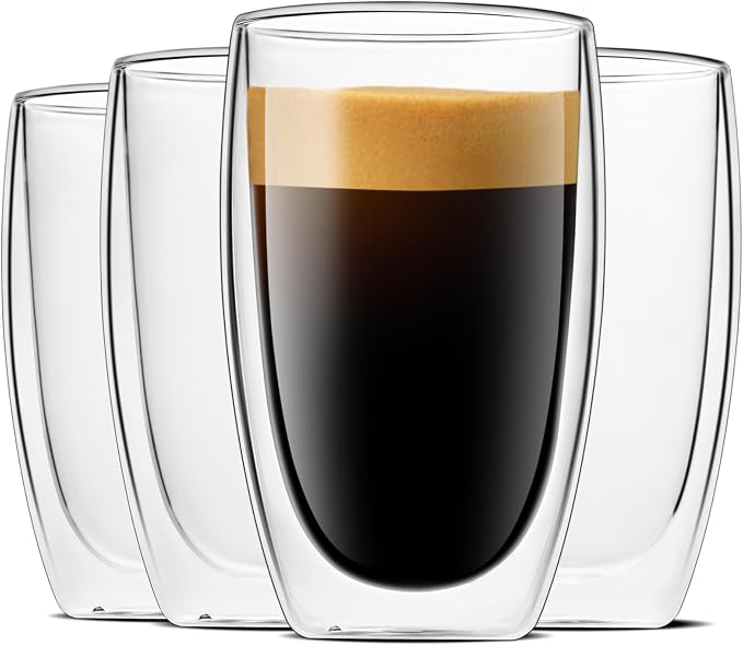LUXU Glasses Double Walled Glasses Coffee Mugs, 16 Oz Set of 4 | Premium Coffee by LUXU