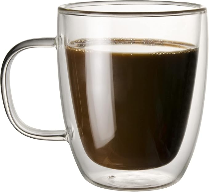 Glass Coffee Mug, Double Wall Insulated Glass Cup 12 Oz Heat-resistant Clear by LittleWorld