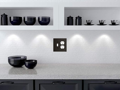 Modern Edge Decorative Wall Plate Switch Plate Outlet Cover, Durable Solid Zinc Alloy (Toggle/Duplex, Matte Black)