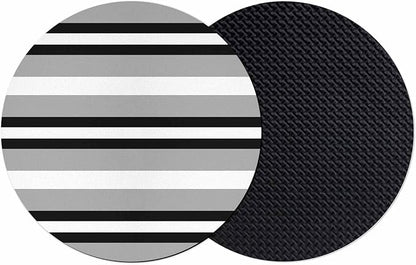 Black Gray Striped Coasters Set of 2, Contemporary Minimalist Lines Art Soft by PIEPLE