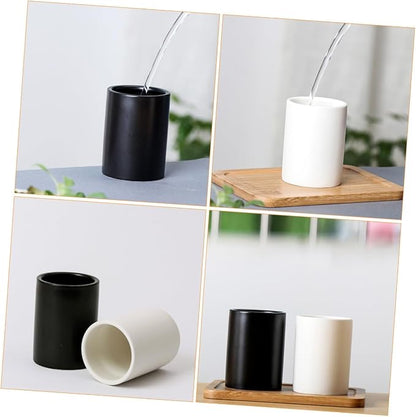 2 Pcs Minimalist Japanese Black and White Ceramic Teacups Lightweight Mouthwash - Image 9