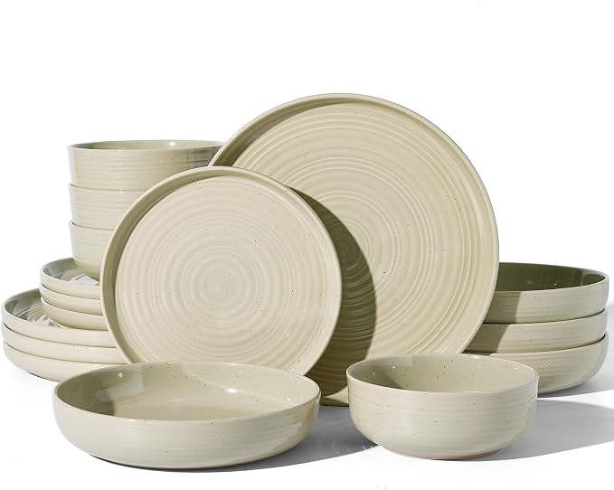 Stoneware Dinnerware Set with Pasta Bowls, Service by FamiwarePremium