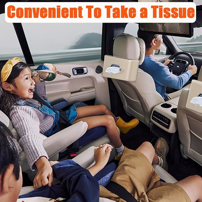 Car Tissue Holder, Car Kleenex Holder Fits 100-160 Count | Premium PU Leather - Image 2