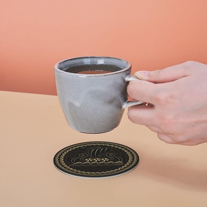Black Viking Magical Runic Runes Leather Drinks Coasters - Image 6