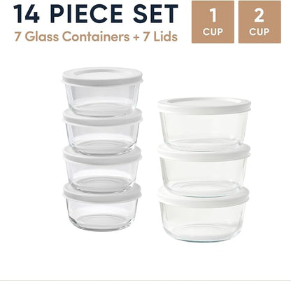 14-Piece Glass Food Storage Containers Set | 1-Cup & 2-Cup, Leakproof | - Image 2