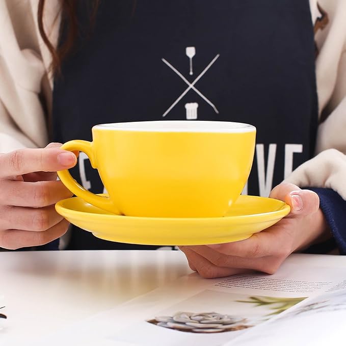 Coffeezone Latte Art Cappuccino Barista Cup and Saucer, New Bone China - Image 2
