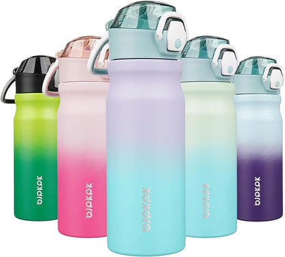 BJPKPK 18 oz Water Bottle with Straw & Handle, Insulated Stainless Flask | Leak by BJPKPK