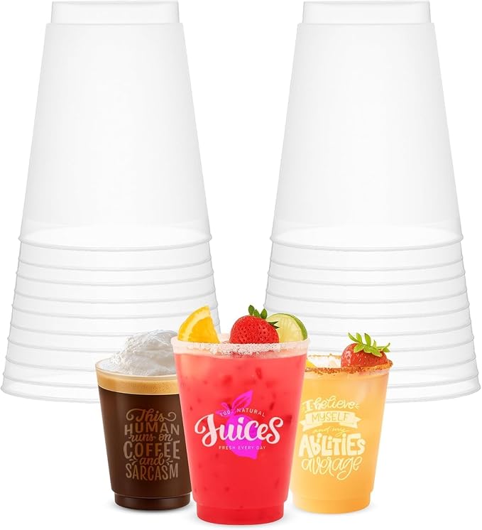 Concession Essentials – 16oz Frost Flex Plastic Cups – Shatterproof Reusable by Unknown