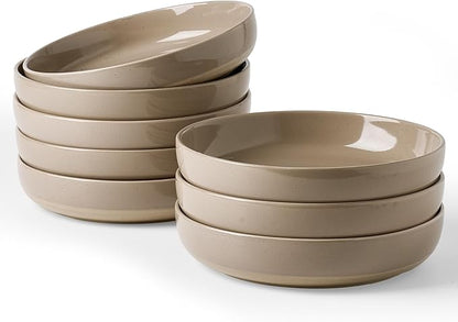 famiware Milkyway 33 oz Pasta Bowls Set of 8, Cinnamon Brown | by Famiware