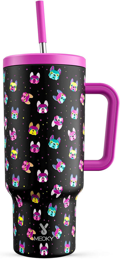 Meoky 40 oz Tumbler with Handle and Straw: Stainless Steel Insulated Tumbler by MEOKY