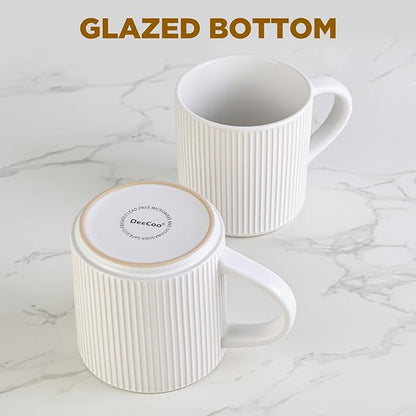 DeeCoo Matte White Coffee Mugs Set of 4, 12 Ounce Mug - Image 5
