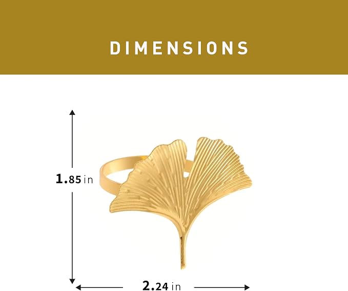 Set of Four Ginkgo Leaf Gold Napkin Rings - Image 5