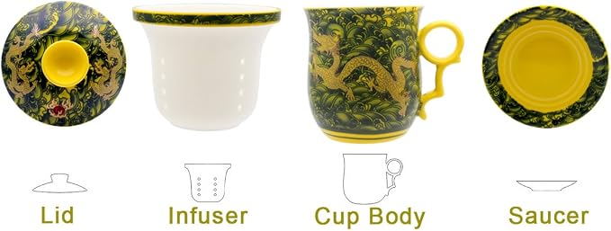 Porcelain Tea Cup with Infuser Lid and Saucer Sets - Image 3