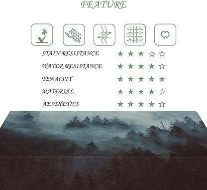 60x120 Inch Nature Rectangular Tablecloth Misty Forest Mountain Table Cloth Waterproof Durable Table Cover for Holiday Picnic Dinner BBQ Decor