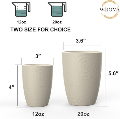 Wrova Wheat Straw Cups 8 PCS Good Alternative to Plastic Reusable Cups 12 oz - Image 4