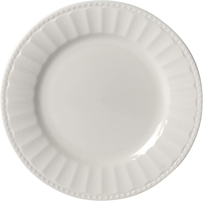 Tabletops Gallery Embossed Bone White Porcelain Round Dinnerware Collection- - Image 5