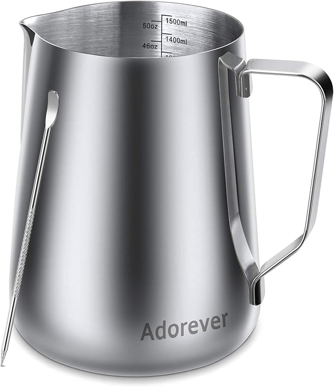 Milk Frothing Pitcher, 50oz Steaming Pitcher Stainless Steel Espresso Machine by Adorever