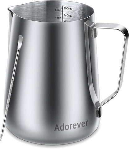 Milk Frothing Pitcher, 50oz Steaming Pitcher Stainless Steel Espresso Machine by Adorever