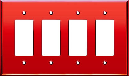 LIDER Reflective Acrylic Decorator Wall Plate, Mirrored Light Switch Plate, Plexiglass Outlet Cover, Acrylic Glass, Oversized 4-Gang 5.25" x 8.88", LWP-34O-ARD, Red