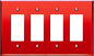 LIDER Reflective Acrylic Decorator Wall Plate, Mirrored Light Switch Plate, Plexiglass Outlet Cover, Acrylic Glass, Oversized 4-Gang 5.25" x 8.88", LWP-34O-ARD, Red